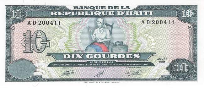 10 Gourdes p256a 1991 Haiti